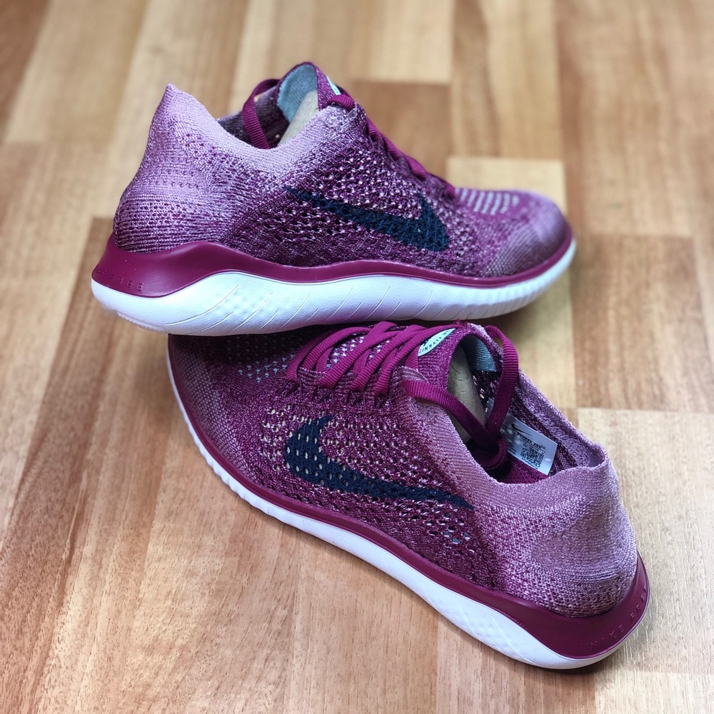 Nike Women's Maroon/Purple Knit Running Shoes with Black Swoosh - Picture 8 of 10